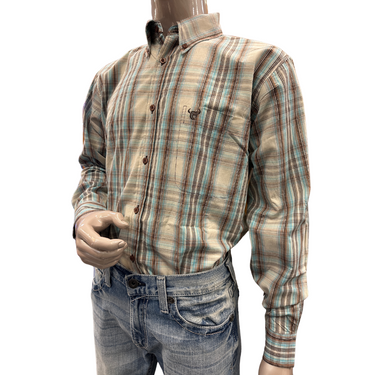 Men's Dutton Long Sleeve Plaid W/Buttons, Blue - 125515-400-M