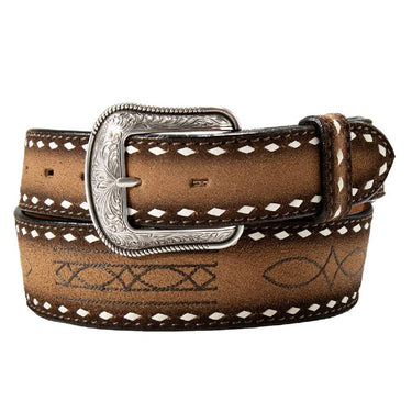 3D Mens Boot Stitch Body Brown Belt - D100019402