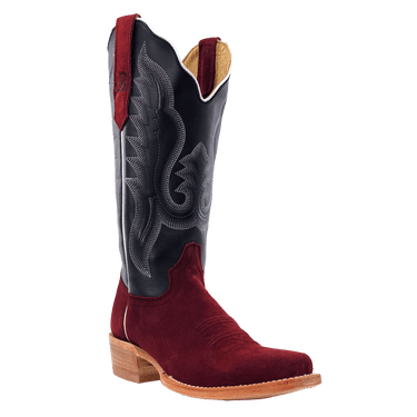 Women's Rhubarb Roughout Cowboy Boot Narrow Square Toe by R. Watson RWL8411-1