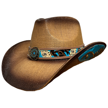 Brown Cowboy Hat with Turquoise Band ST-118U