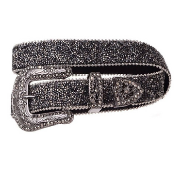 Women's Black Glitzy Stones Belt  6136