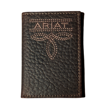 Ariat Brown Bug Stitch Trifold Style Wallet - A3563402