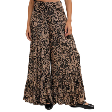 Paisley Print Wide Ruffled Pants