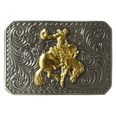 Nocona Belt Co. Men's Western Bucking Bronc Buckle with Floral Engraving