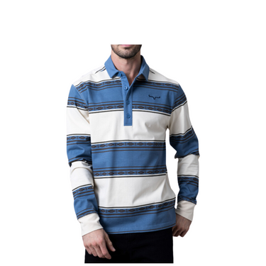 Men's Blue Adobe Rugby Long Sleeve Shirt MSH0000089