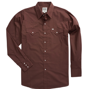 Men's Solid Chocolate Brown Long Sleeve Pearl Snap Shirt – Cowtown