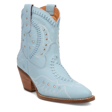 Precious Blue Leather Snip Toe Bootie