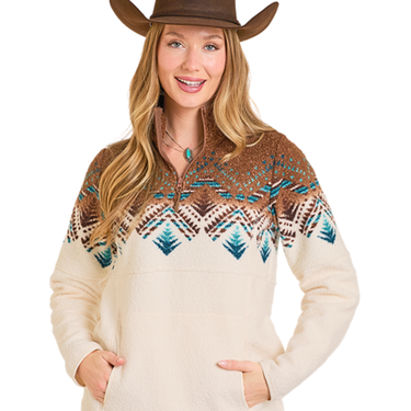 Women's Chocolate Border Berber Pullover DW91C06866