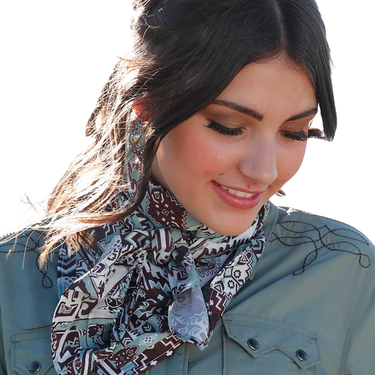 Silk Green Brown Aztec Print Wild Rag CXX7207028