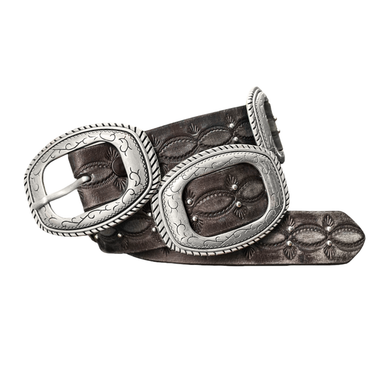 Ladies' Wrangler Distressed Black Leather Concho Belt 7909390-001