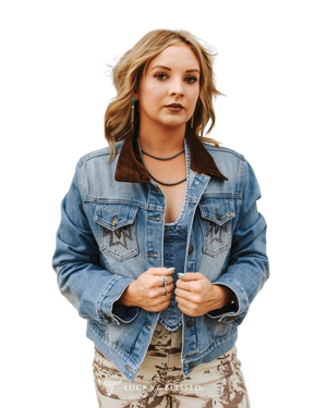 Women's Vintage Embroidered Aztec Denim Jacket JO293 – Cowtown