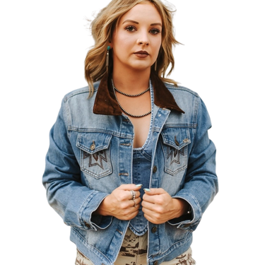 Women's Vintage Embroidered Aztec Denim Jacket JO293