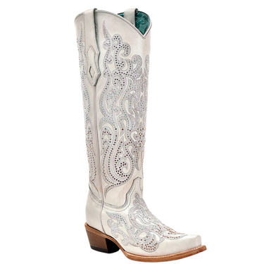Women's White With Gem Stones Tall Boot by Corral C4099