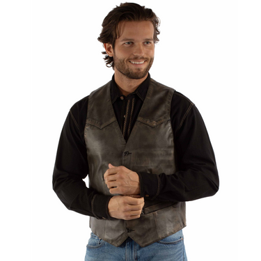 Men's Brown Leather Vest By Scully 2061-312