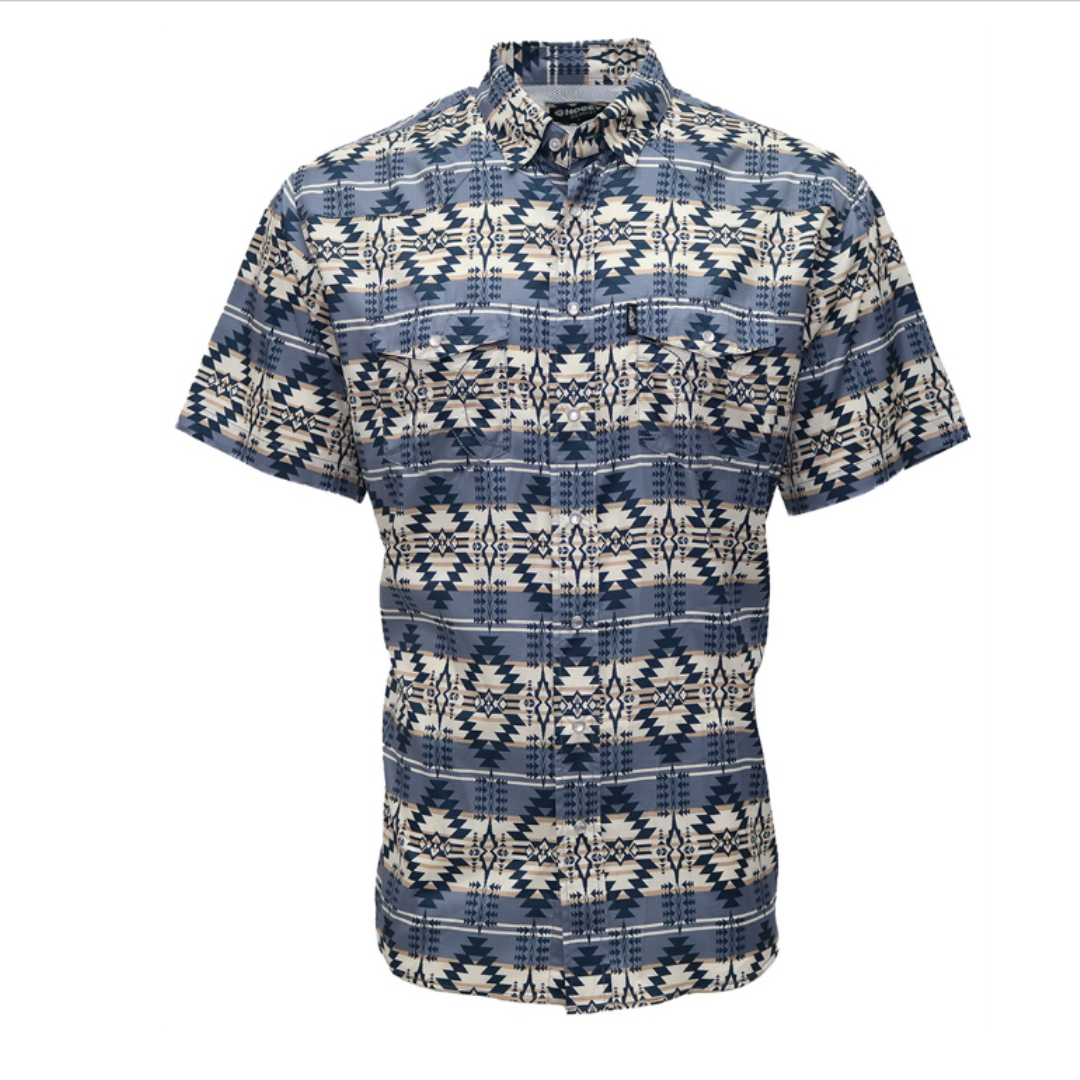 Sol Grey / Blue Aztec Pearl Snap Short Sleeve Shirt – Cowtown Cowboy ...