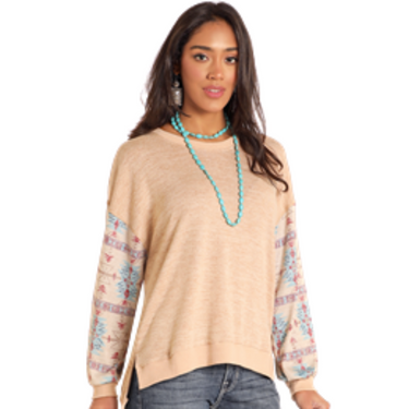 Pink Mixed Media Long Sleeve LW52T0632