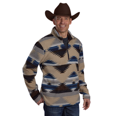 Men's Blue/Brown Aztec Fleece Pullover 03-097-0250-6631