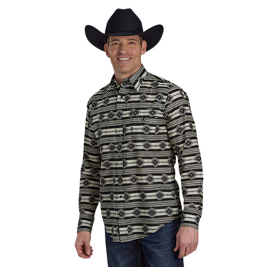 Men's Black Santa Fe Long Sleeve Snap Shirt