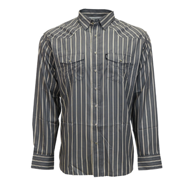 Sol Men's Grey/White Pin Stripe Pattern Long Sleeve - HT1863GYST