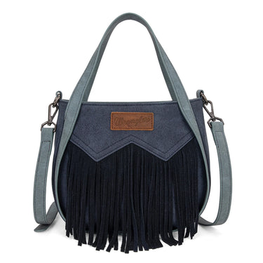 Wrangler Blue "W" Stitch Fringe Two Tone Tote/Crossbody - WG162-8136