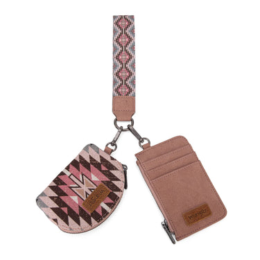 Wrangler Pink Southwestern Art Print Dual Pouch Wristlet - WG2213-W0051
