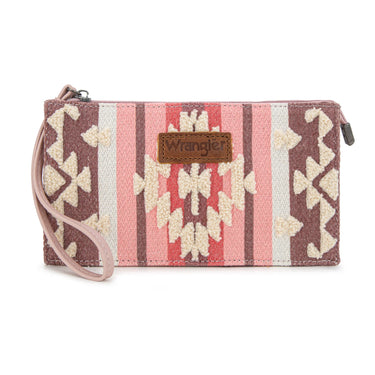 Wrangler Pink Sherpa Aztec Canvas Clutch - WG275-181