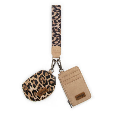 Wrangler Tan Leopard Print Dual Pouch Wristlet - WG296-W0051