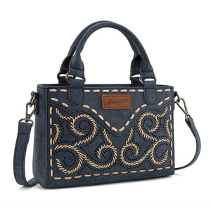 Wrangler Embroidered Swirl Mini Satchel/ Crossbody - Navy WG337