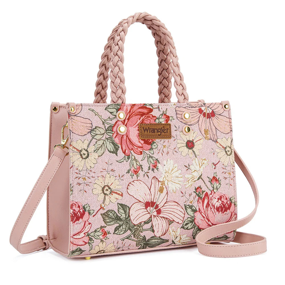 Wrangler Floral Print Braided Tote Bag in Pink – Cowtown Cowboy