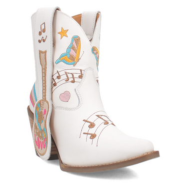 Melody Leather Bootie - White/White - DI166-WH