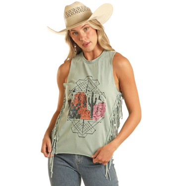 Women's Graphic Fringe Tank Top by Rock & Roll BW20T04004-34