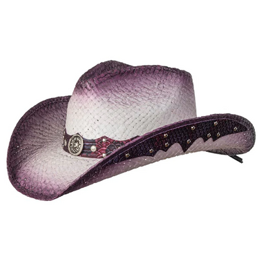 Sunburst Purple Straw Hat by Western Express LIN-106