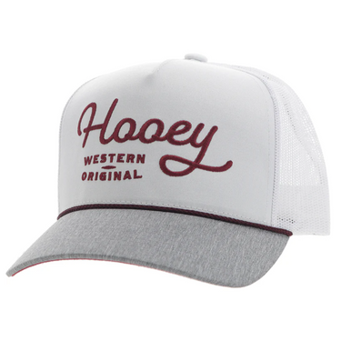 Hooey White 5- Panel trucker with Red Stitching - OSFA - 2460T-WH