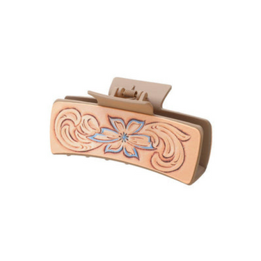 Retro Western Embossed Floral Hair Claw Clip