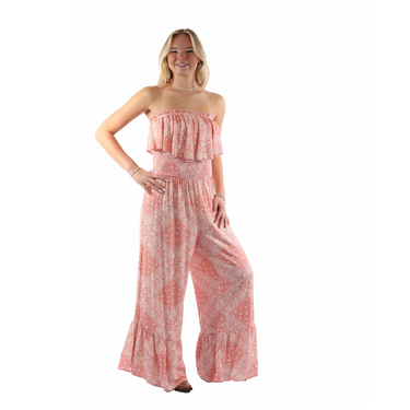 Women's Dusty Pink Bandana Print Off Shoulder Jumper HC744