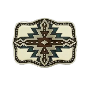 Nocona Belt Co. Rectangle Smooth Edge Aztec Western Buckle