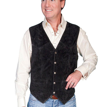Men's Black Suede Western Vest By Scully 507-214