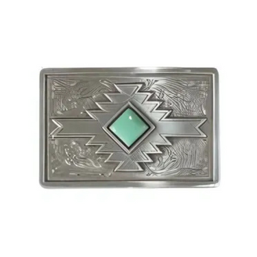 Blazin Roxx Rectangle Buckle Square Diamond Turquoise Southwest