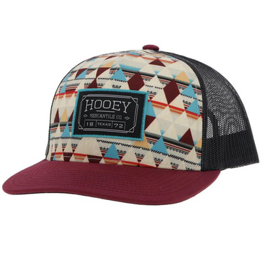 Loop Hooey  White 5-Panel Trucker with Gold Black Rectangle Patch By Hooey 2402T-CRCH
