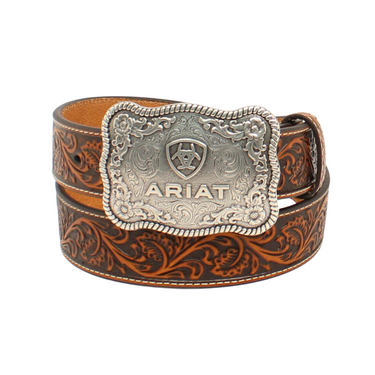 Men's Distressed Brown Western Scroll Belt By Ariat A1020467