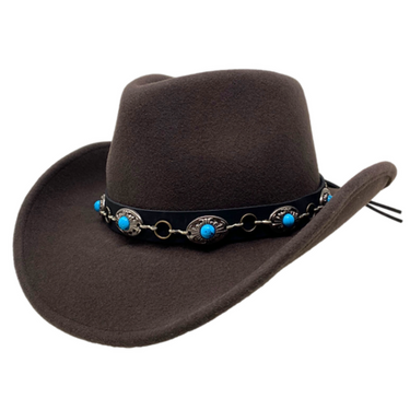 Dreamcatcher Brown Felt Hat With Turquoise Concho Band