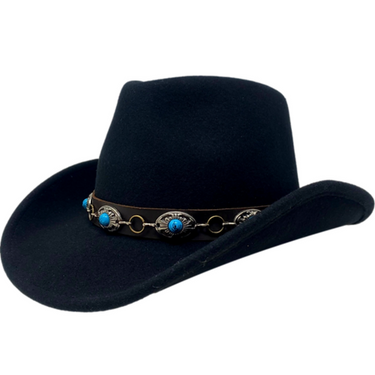 Dreamcatcher Black Felt Hat With Turquoise Concho Band