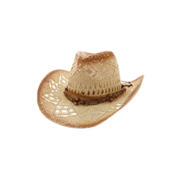 Brown Cowboy Hat with Beads ST-023 Brown