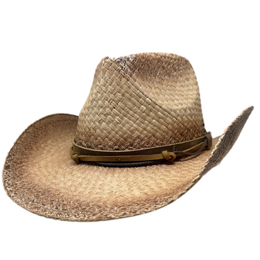 Copperhead Straw Hat With Leather Barbwire Band