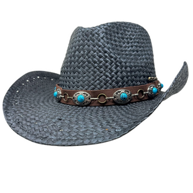 Dreamweaver Straw Hat With Turquoise Concho Band