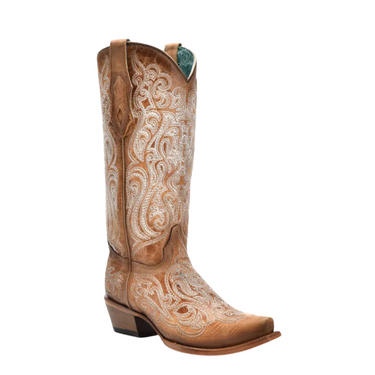 Women's Brown Boot With White Stitching by Corral C4144