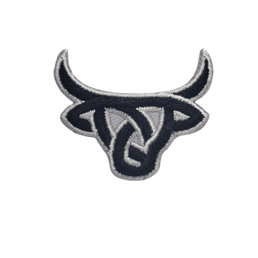 Lost Calf - Bull Embroidered Sticker Patch Black with Grey Outline