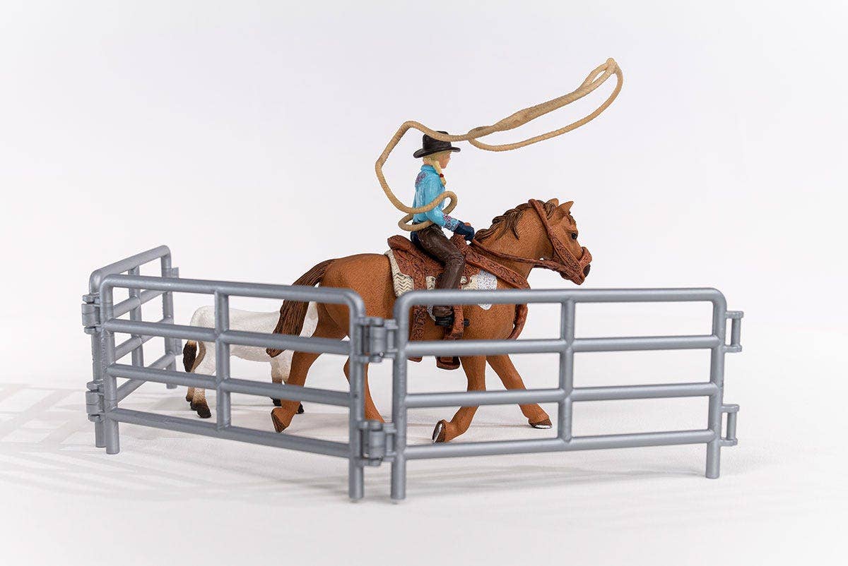 Toy Roping Set Team Roping With Cowgirl Farm Figurine Toys Play Set – Cowtown Cowboy ...