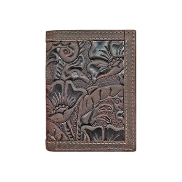 Wrangler Tooled Leather Brown Tri-Fold Wallet 7605001