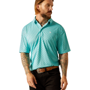 Men's Aruba Blue All Over Print Polo T-Shirt